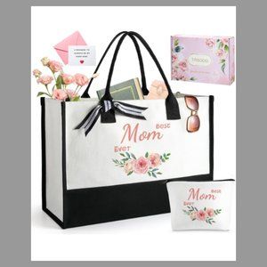 Mom Tote Bag with Makeup Bag Gift Box and gift card